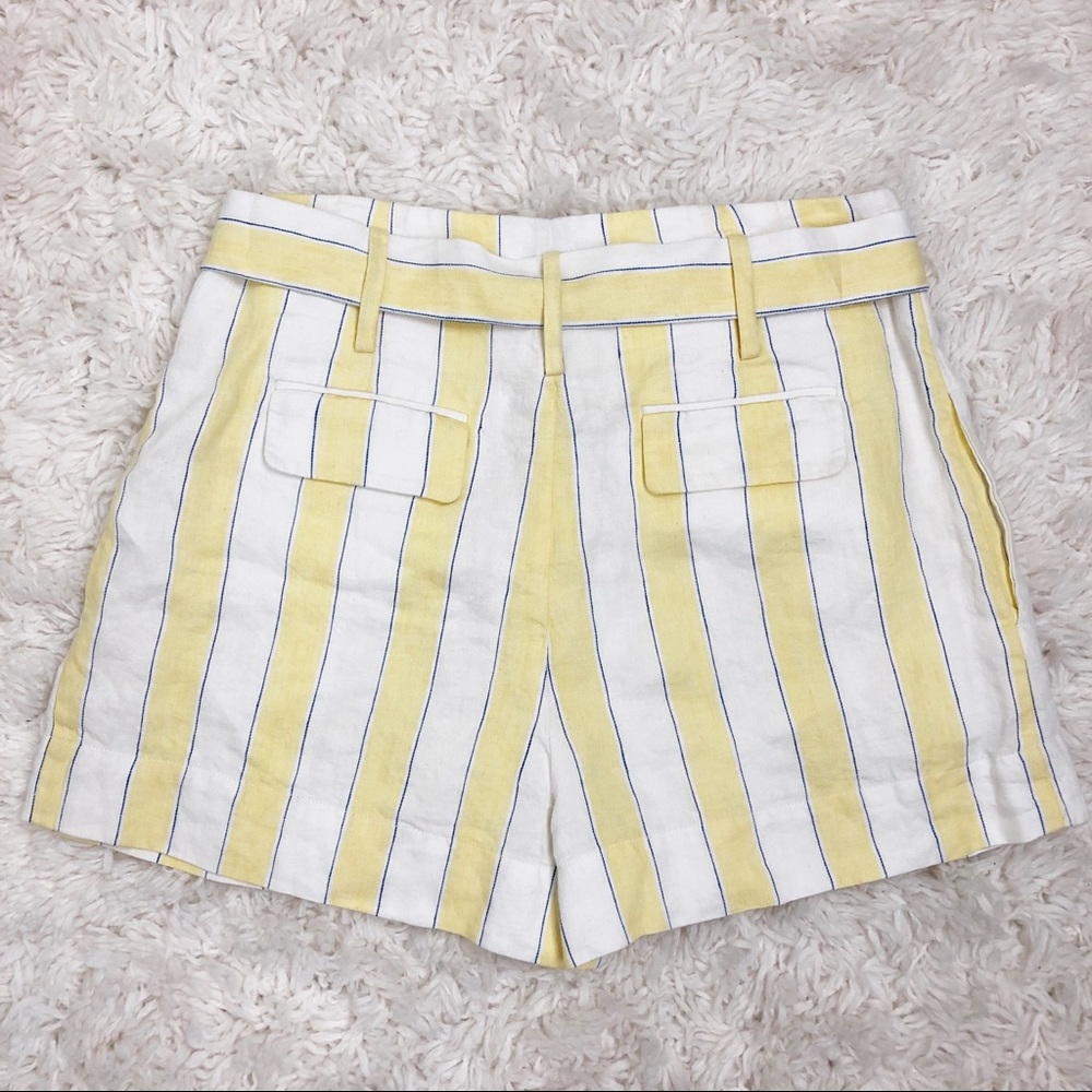 SOLD Frame Linen High Waisted Striped Belted Shorts - Picture 4 of 7